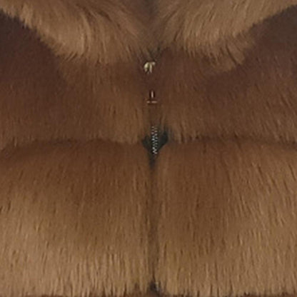 Fur Hooded Zipper Cropped