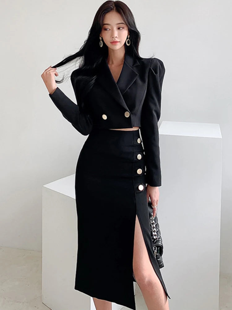 Spring Elegant Black 2 Pieces Outfits
