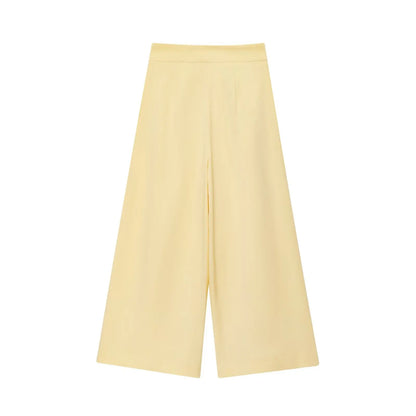 Butter yellow Wide-leg Pants Set