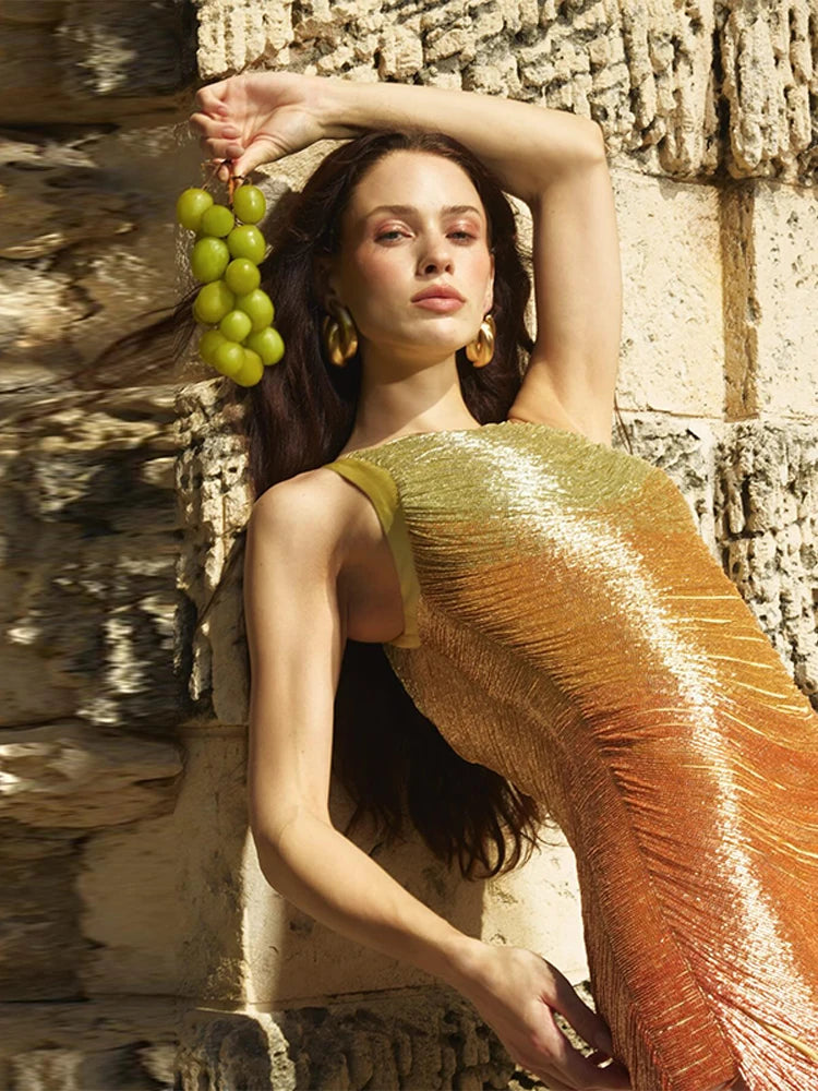 Golden Tassel Party Dress