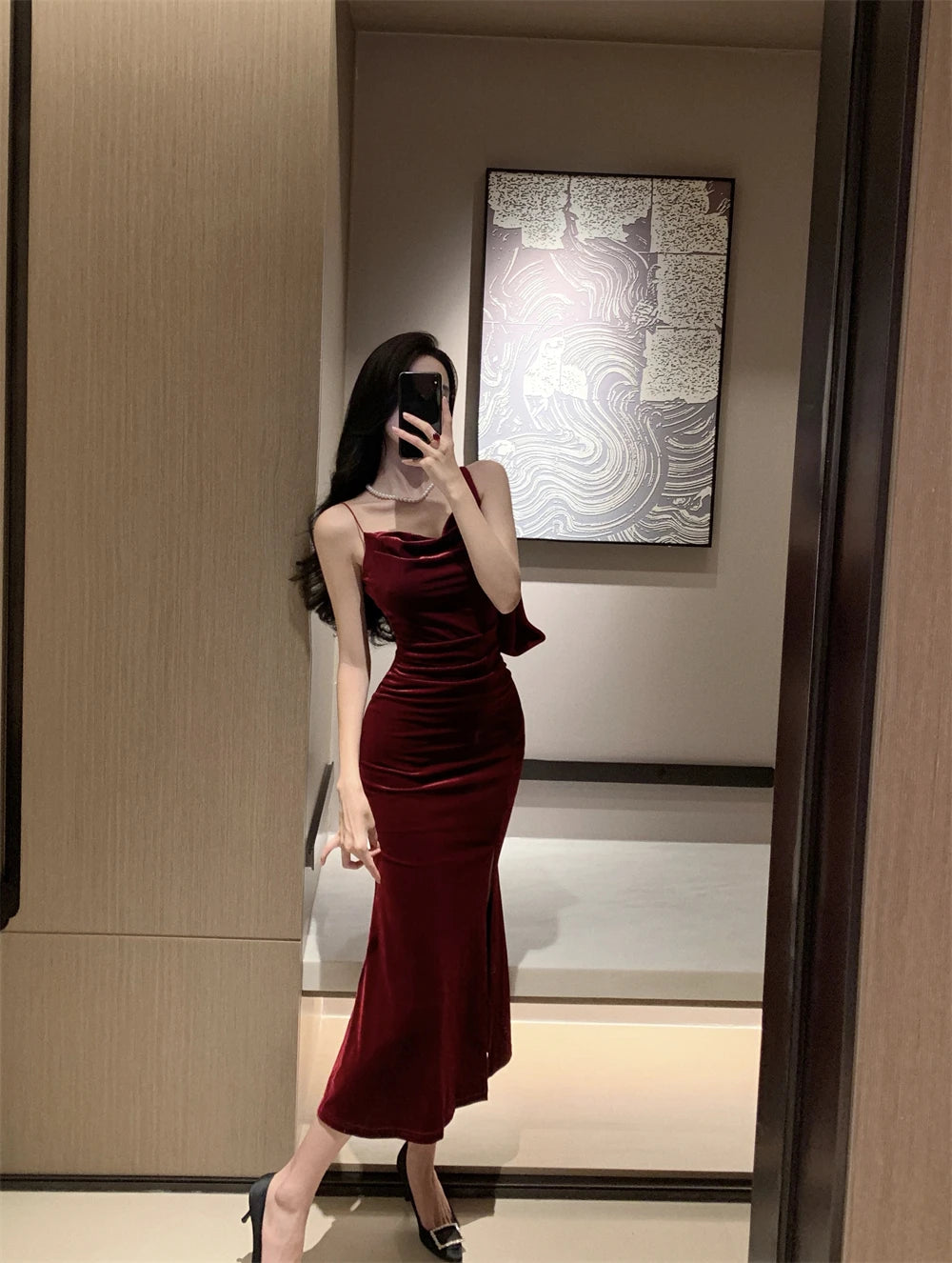 Burgandy velvet Party dress