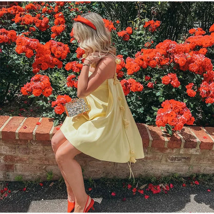 3d Flower Backless Beach Tassel Mini
