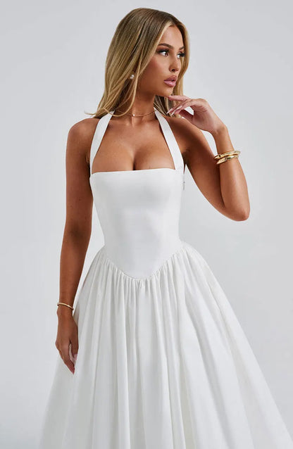 Red Midi Mesh Back Bandage Halter