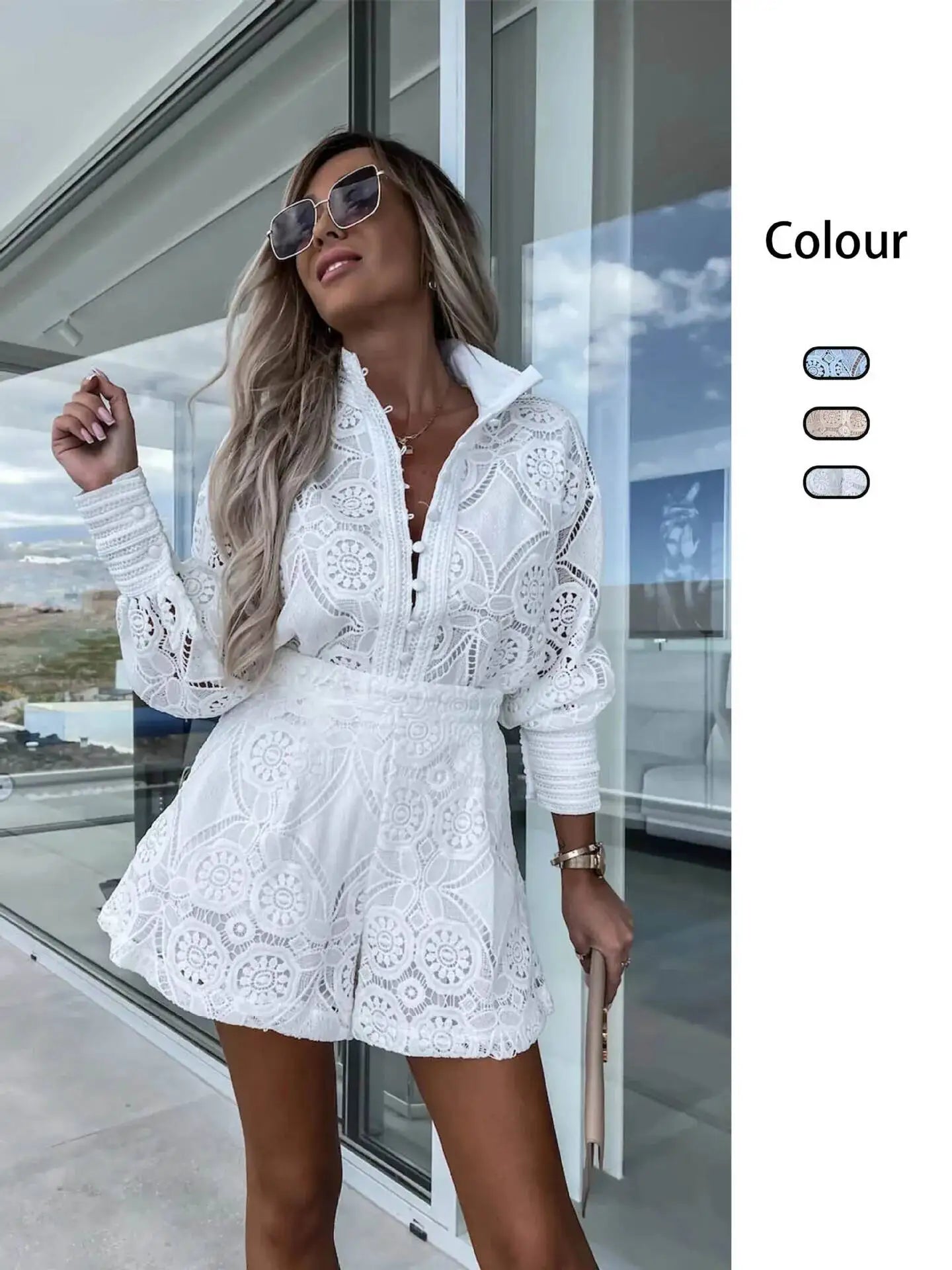 Lace Shorts Two Pieces Set