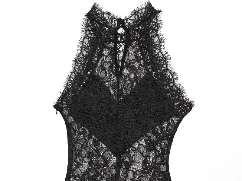 HXAO Halter Women's Lace Dress Summer Corset Elegant Party Dresses Off Shoulder Sexy Vacation Black Dress Semi Sheer Maxi Dress