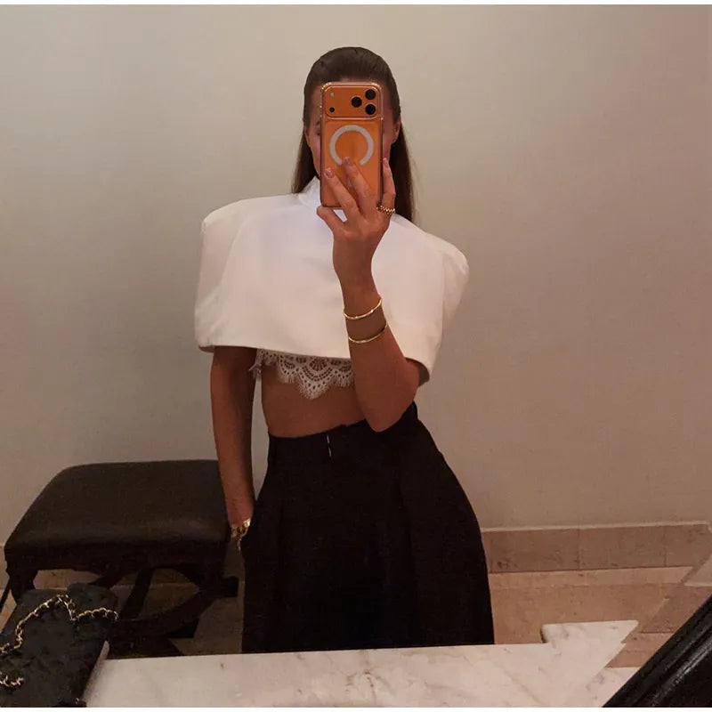 Elegant Cropped Shawl Tops