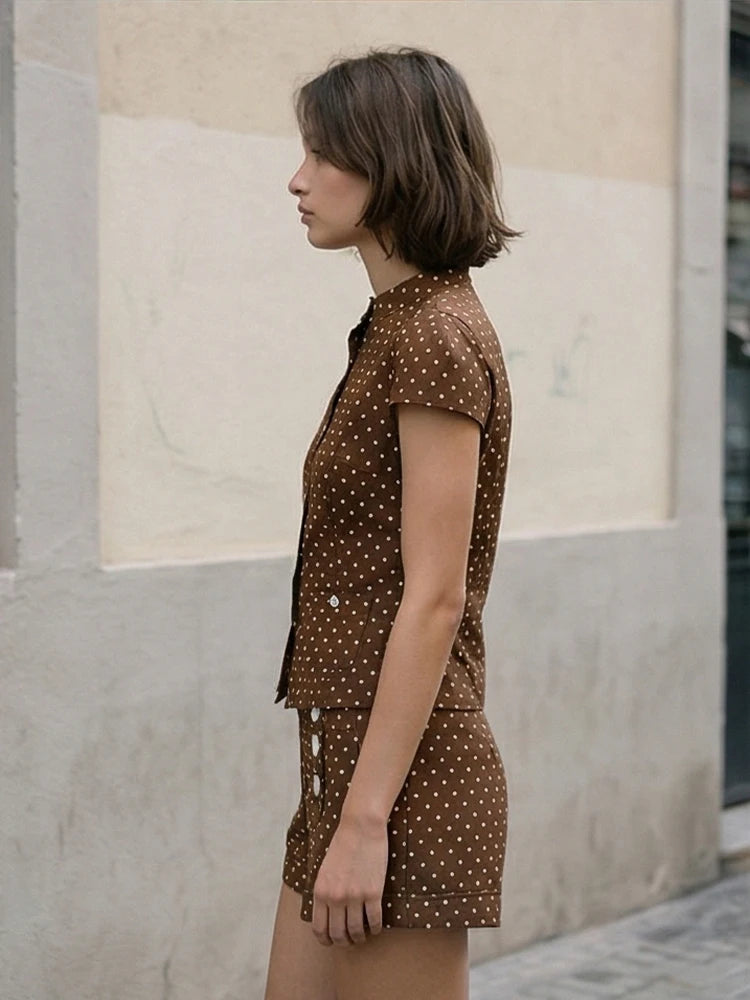 Summer shorts set brown