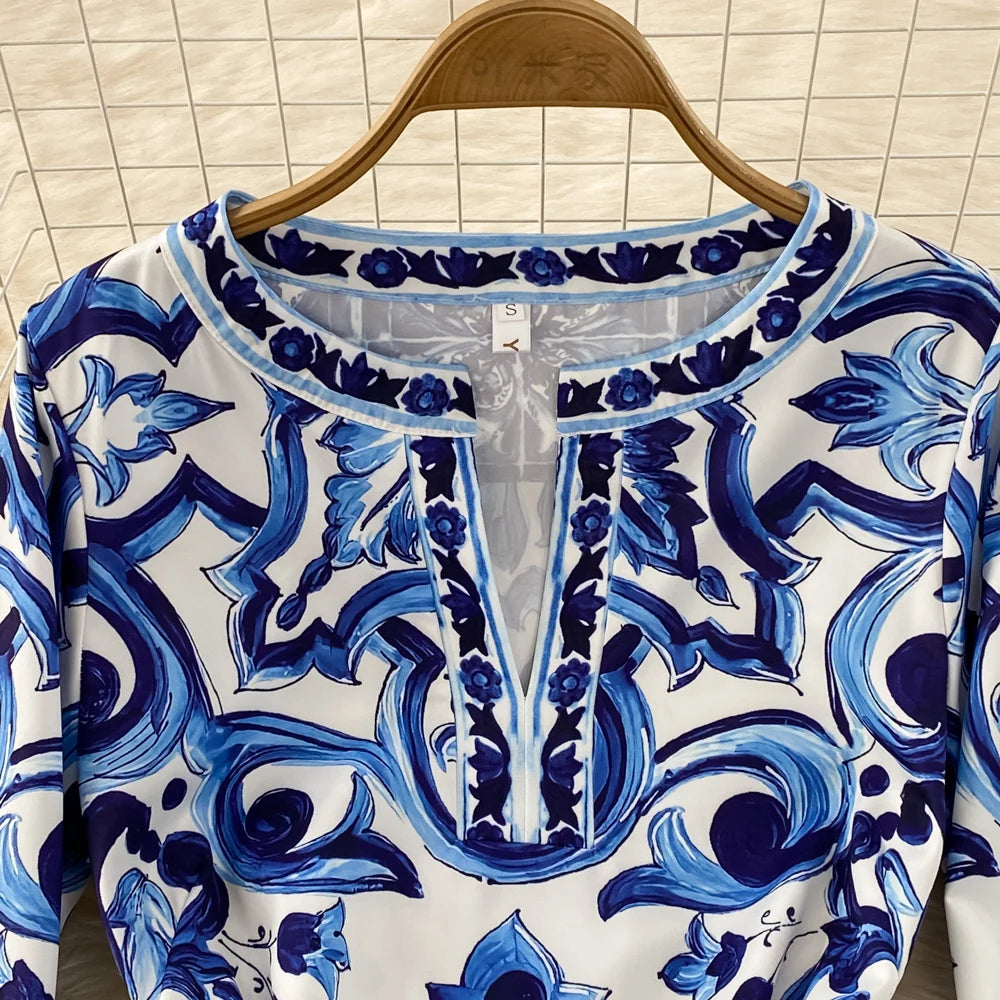 Summer Runway Blue And White Dolce Dress