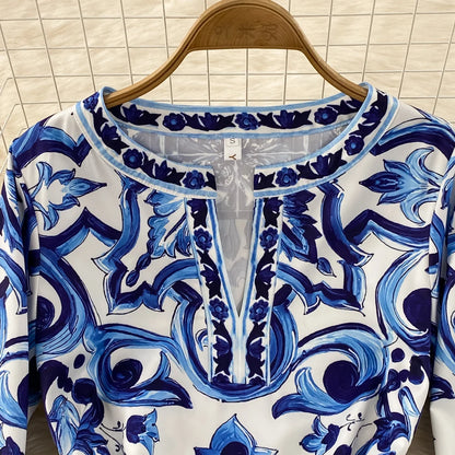 Summer Runway Blue And White Dolce Dress