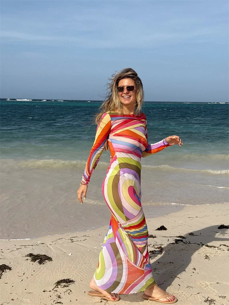 Elegant Striped Cover up Pucci