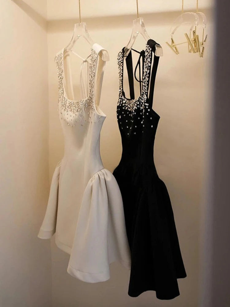 New Party Backless Bandage Dress for Women Fashion Summer Sling Robe Femme 2026 Vestidos De Mujer A-line Tunic Diamond Dresses