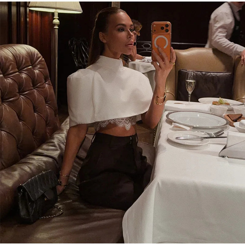 Elegant Cropped Shawl Tops