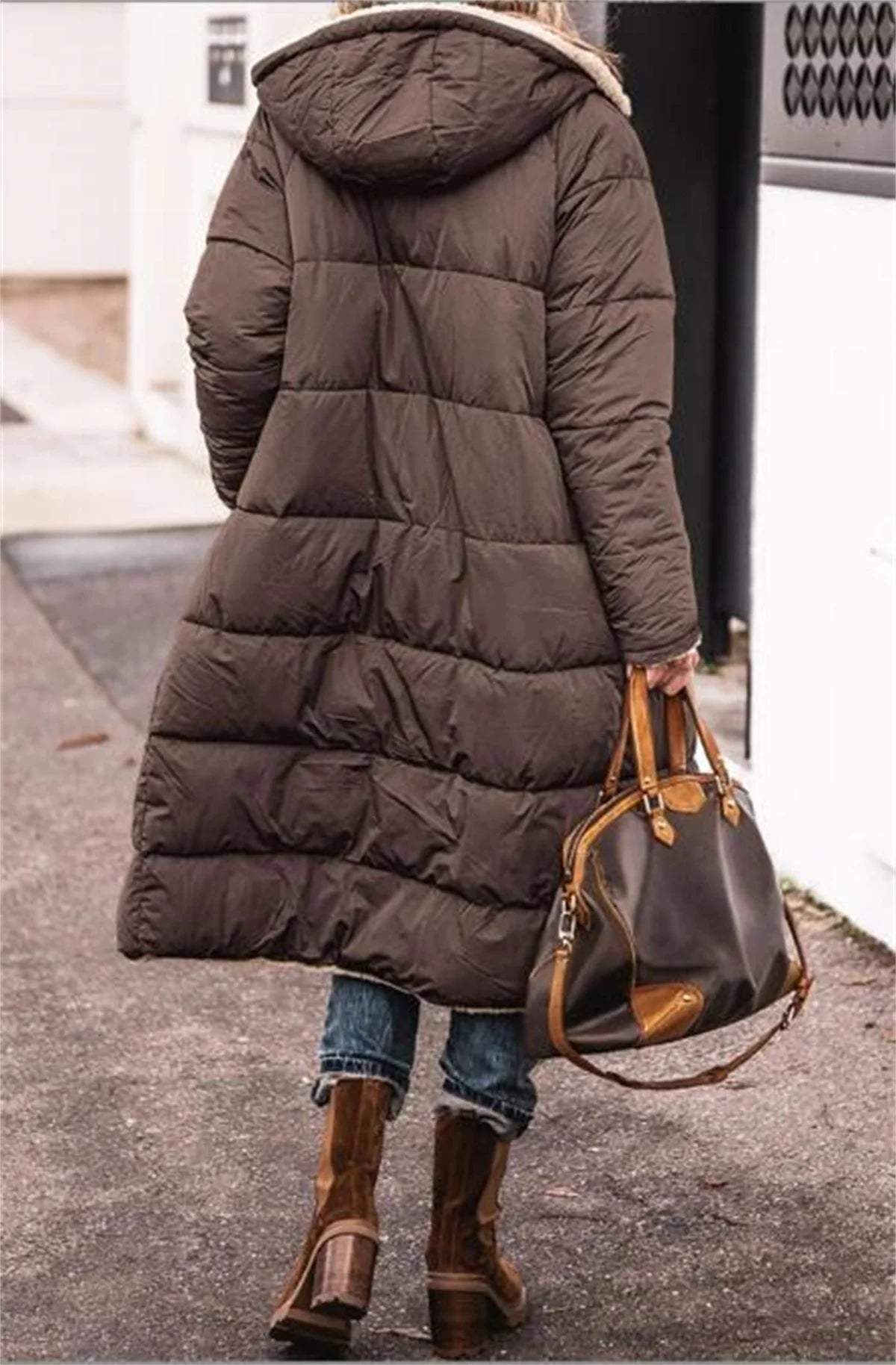 Reversible Long Sleeve Thick Coat Warm Fashion Long Outerwear Casual Puffer Coats