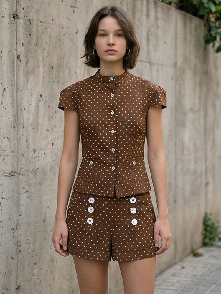 Summer shorts set brown