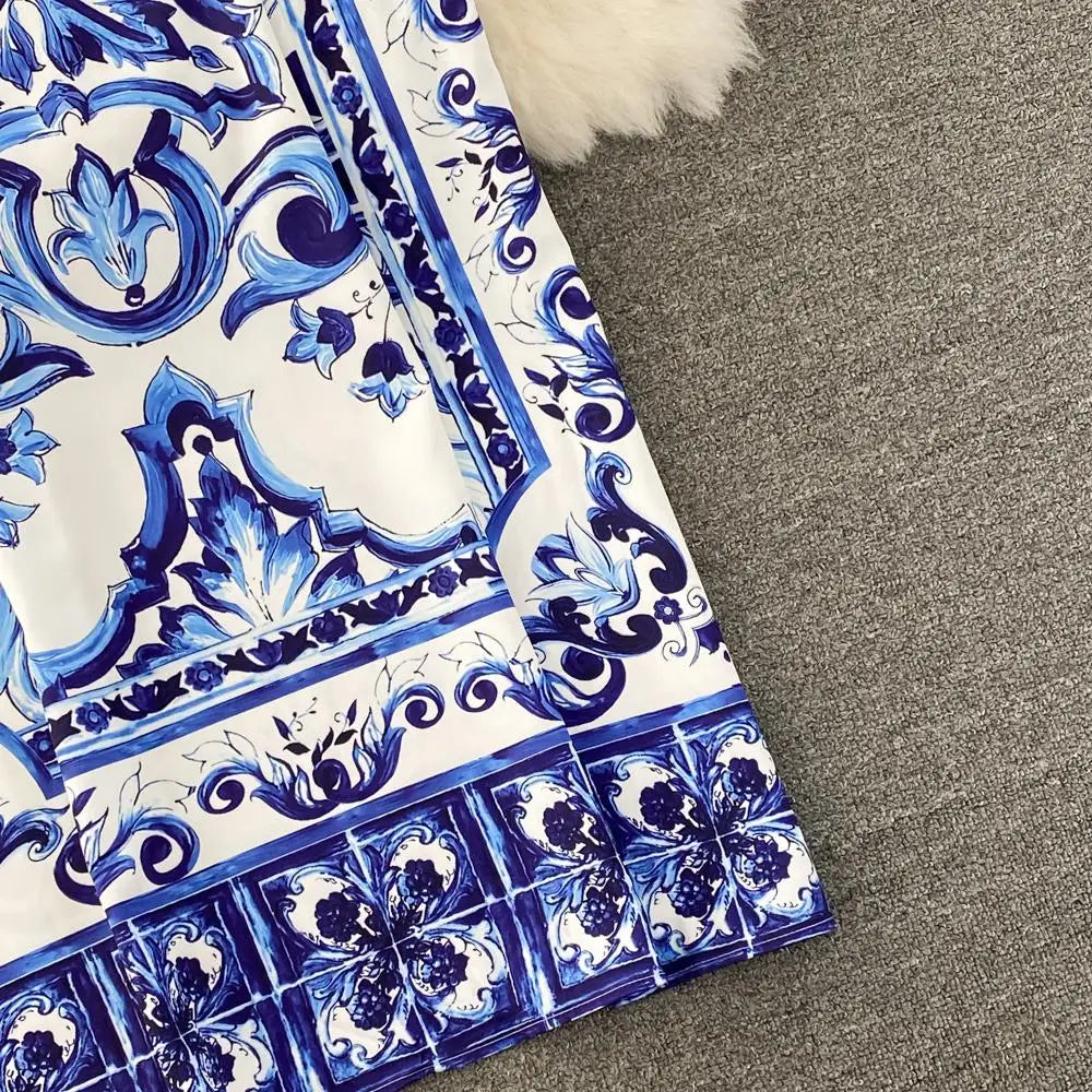 Summer Runway Blue And White Dolce Dress