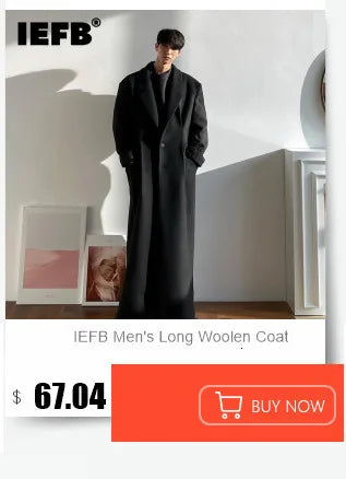 IEFB Men's Long Woolen Coat Spring Winter Thickened Fashion Trend LoosE