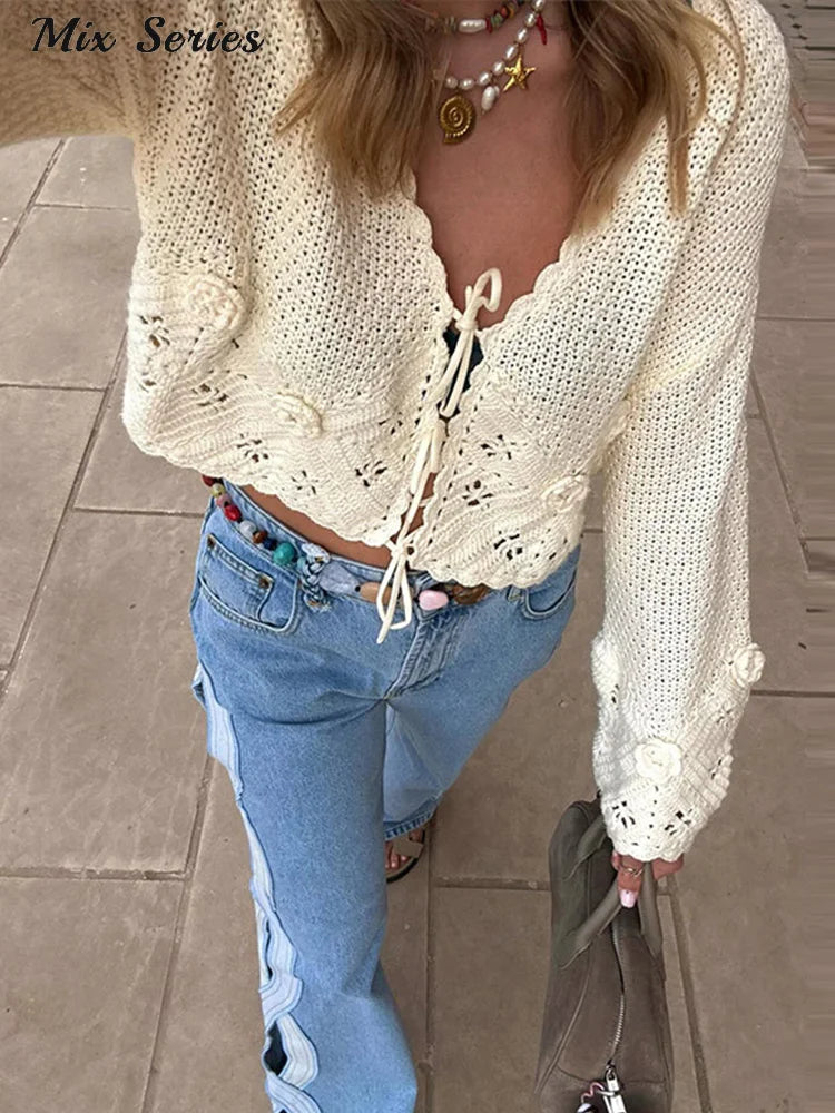 Fashion Side Hollow Out Jeans Women's High Waist Straight Leg Denim Pants 2026 Summer New Lady Trendy Casual Streetwear