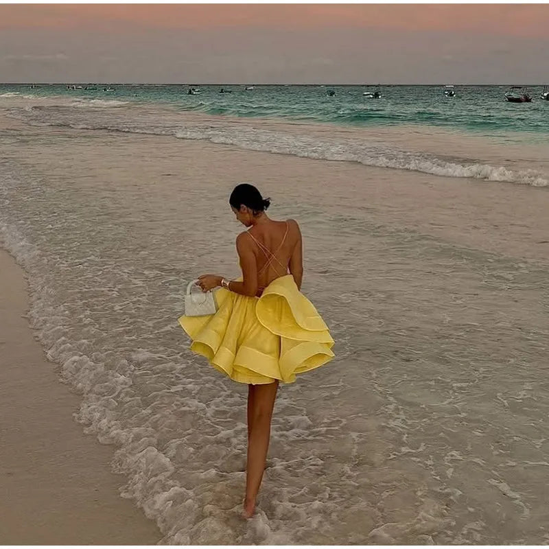 2 Layer Ruffle Backless - Shellss