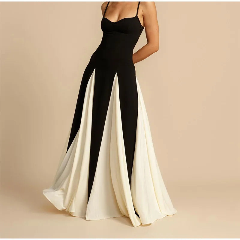 2025 Contrast Black& White Long dress