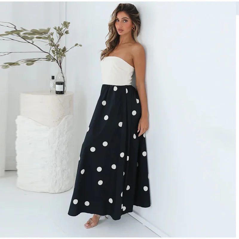 1 Sexy Patchwork Polka Dots Backless dress