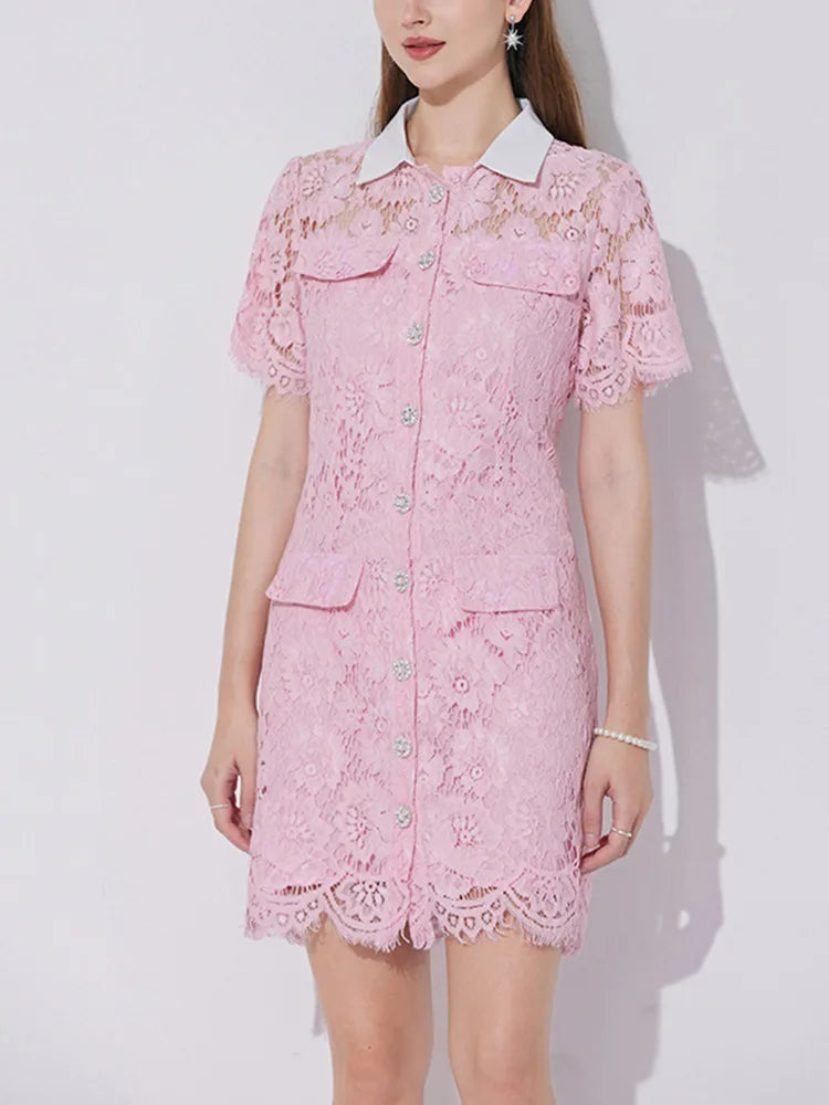 Selfportrait Buttons Diamonds Lace Dress