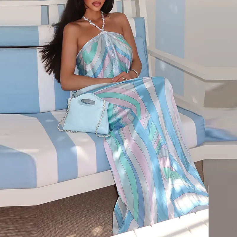 Pucci Light Blue iced blue HAlter neck