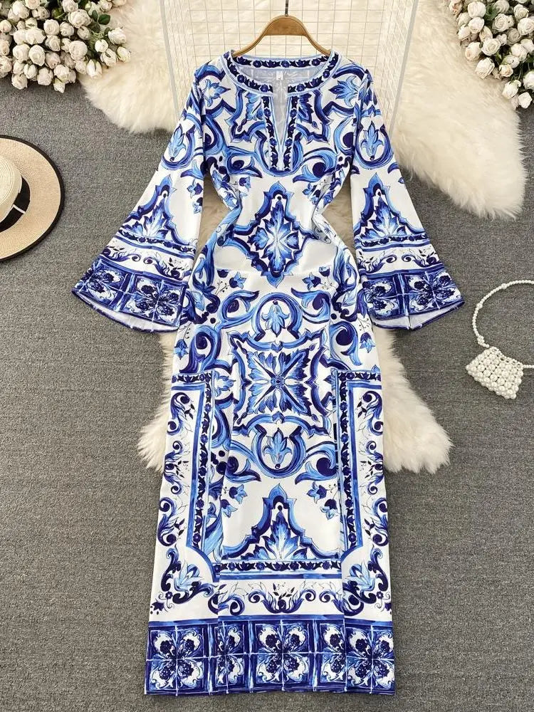 Summer Runway Blue And White Dolce Dress