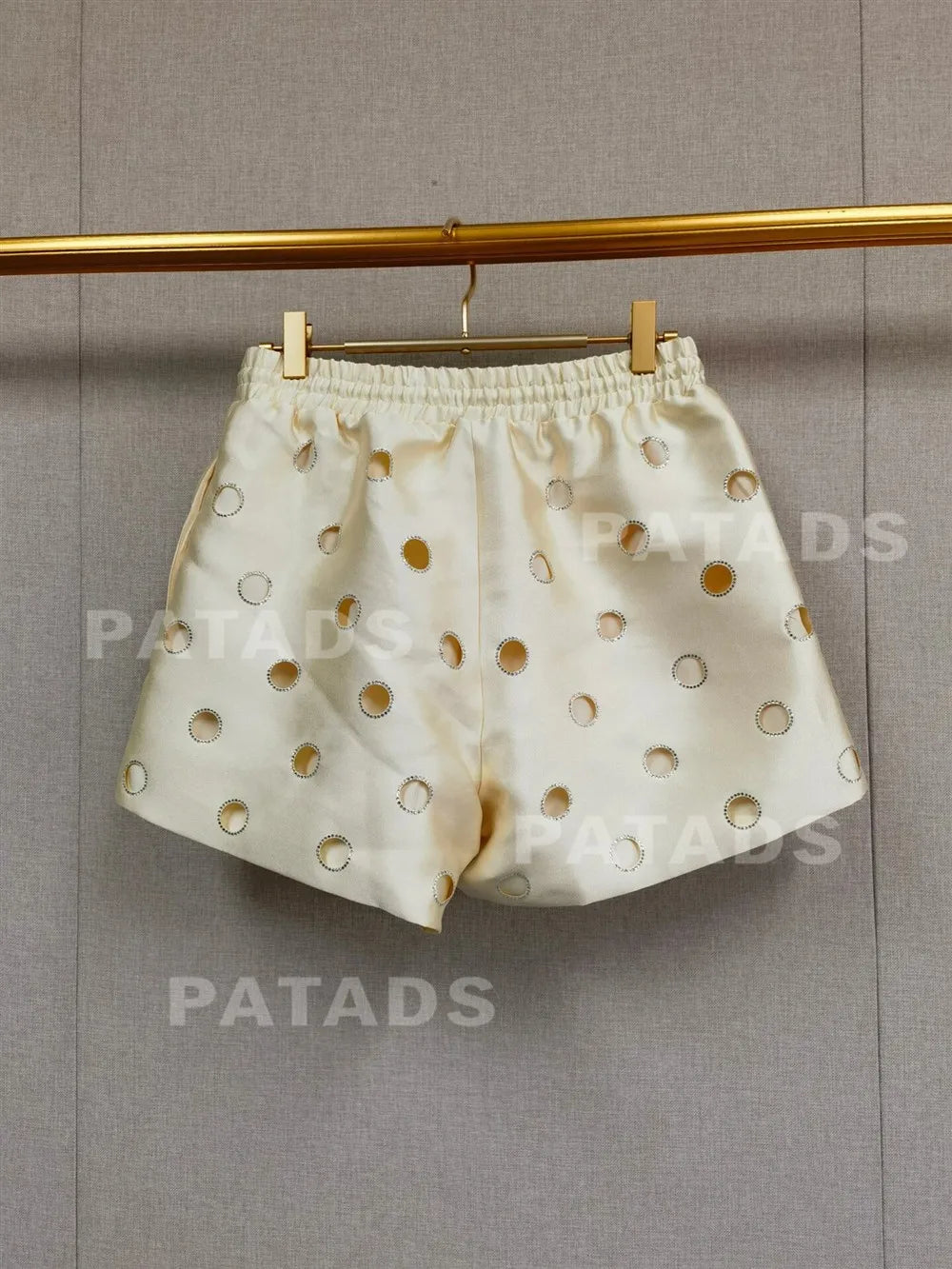 MaSande Early Autumn New Women's Fashionable Hollow out High Waist Drawstring Shorts Ring Detail Casual Pants Straight Leg - Shellss