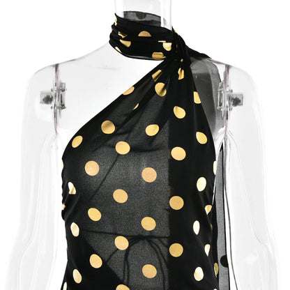 Polka Dot Halter Dress – Vacation-Ready Elegance