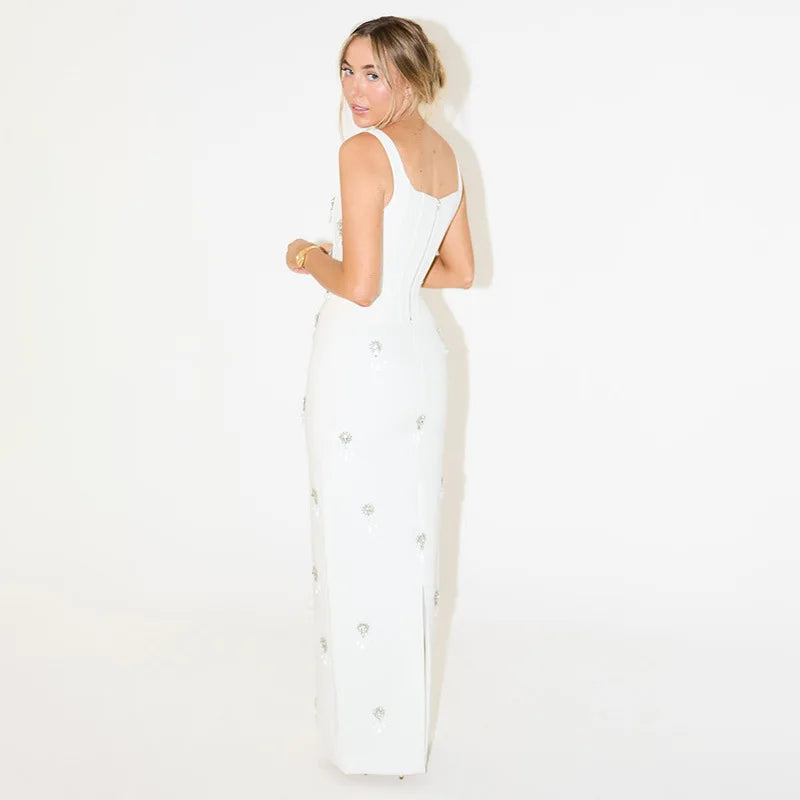 Square Neck Diamond Celebrity Skirt Top