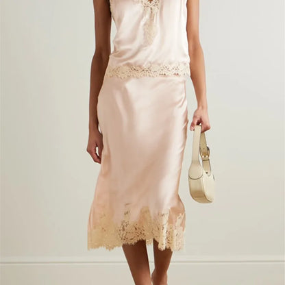 Lace Sling Top Skirt Top Set