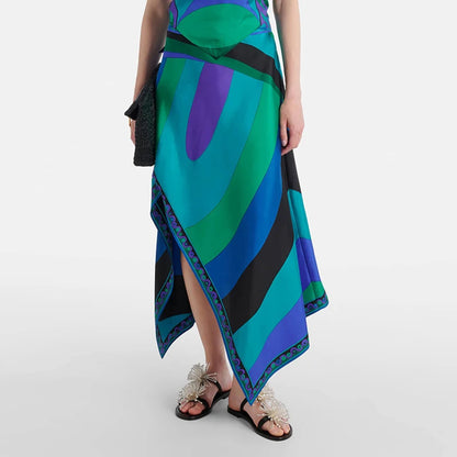Satin Asymmetrical Skirt Set