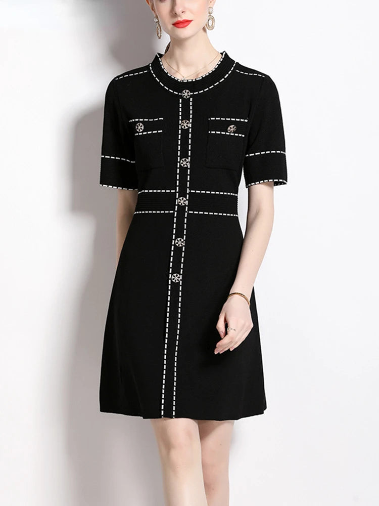 2025 Old money Knitted Dress Women Vintage Sandro style