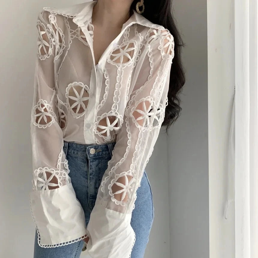 Embroidery lace royal lake como Shirt