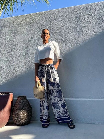 Bohemian Wide Leg Casual Pants