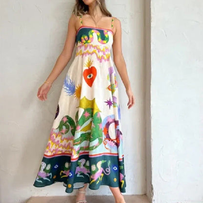 Graffiti multi Print summer Midi paradise