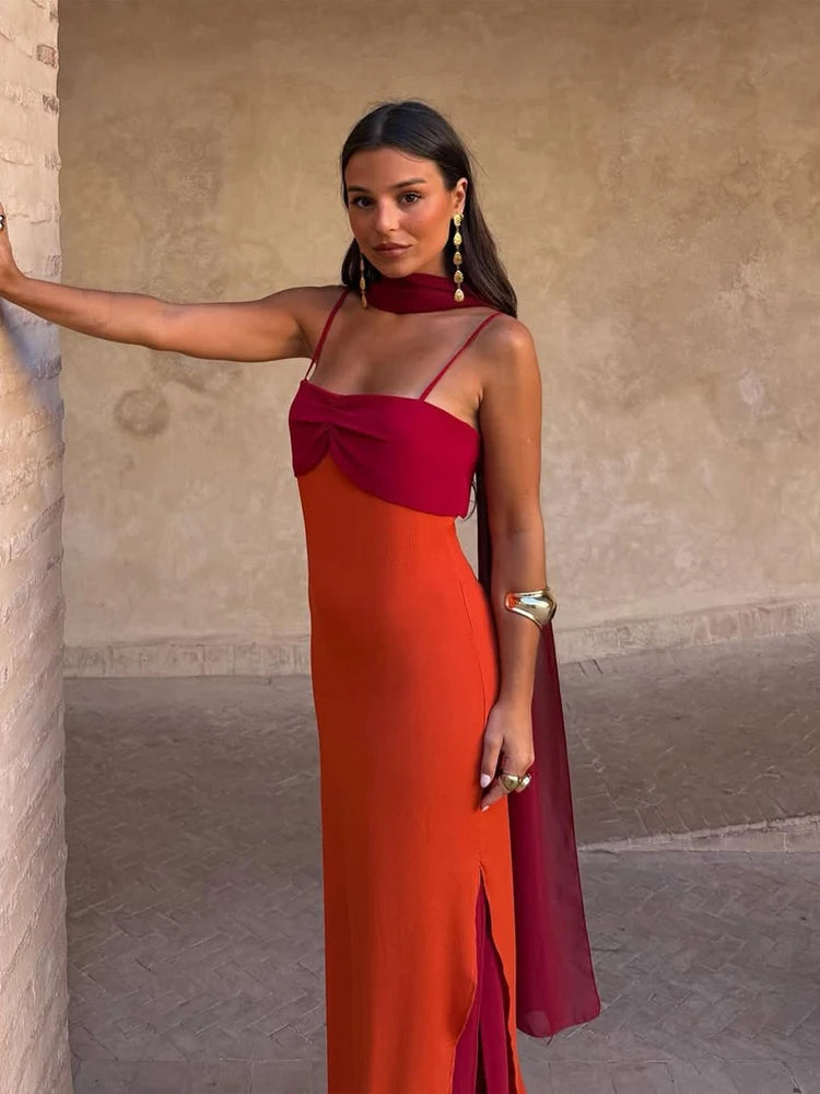 Red orange Scarf Collar