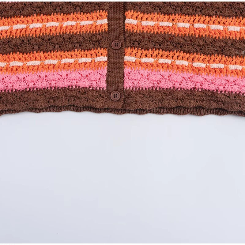 Knitting Stripe Shorts Set