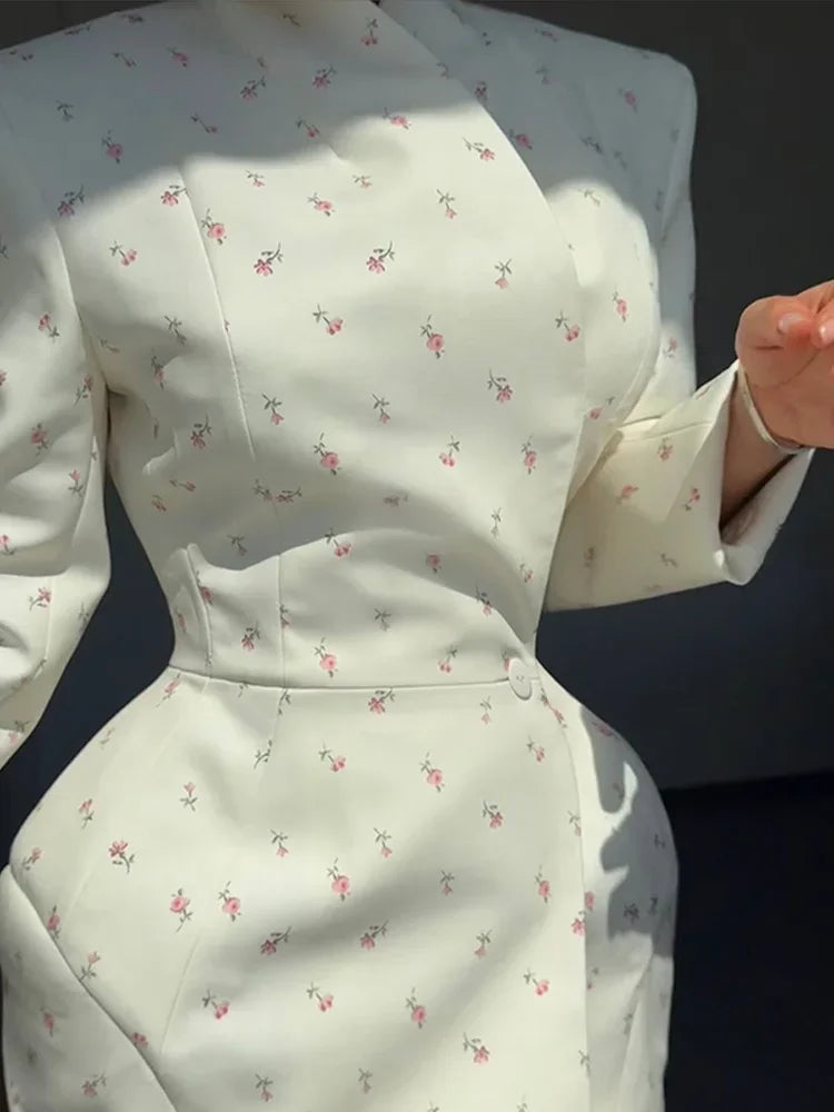 White Waist Cinching Floral dress