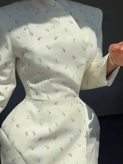 White Waist Cinching Floral dress