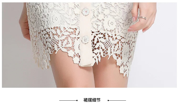 Elegant Hollow Out Mini Lace Dress