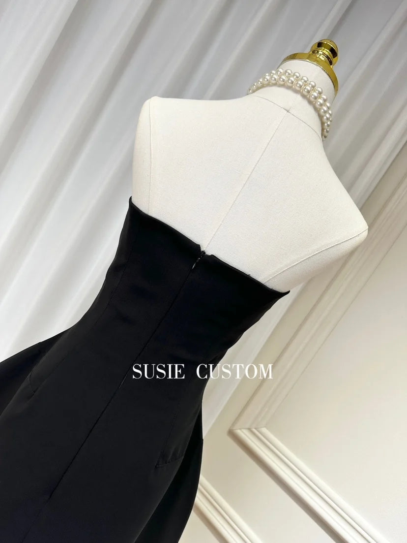 Fishbone Design Diamond Decorated A-Line Gown Heavy Embellishment Strapless Ball Gown Skirt Flounce Summer Dress