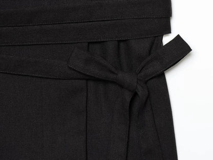 Black Linen Lapel Pants Set