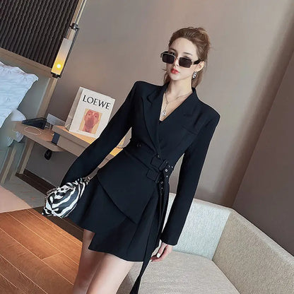 Blazer Dress Double Belt New Premium Mini