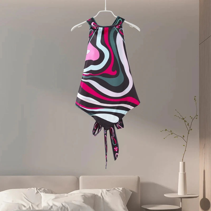 Printed Halter Top Skirt Set- Pucci Vibes
