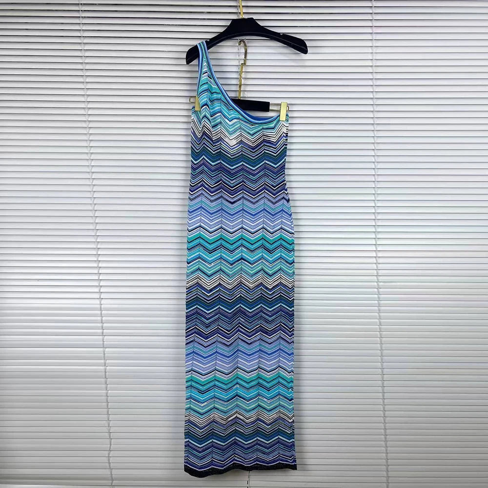 Missoni One Shoulder zigzag wavy dress