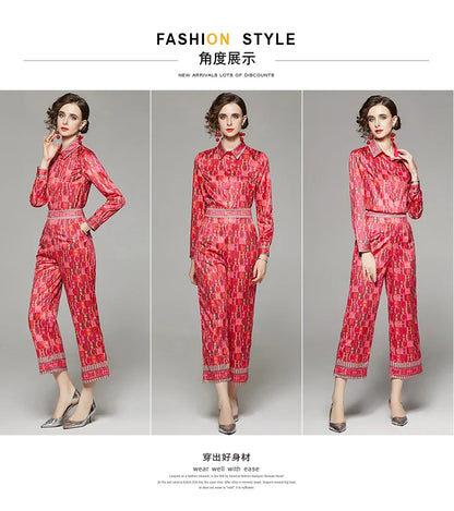 CH Versatile Letter Printed Two Piece Set of Shirt and Pants Set