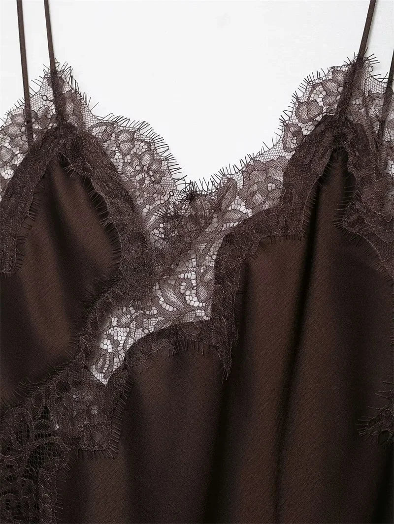 Lace Trim Asymmetrical Top Zara Vibes - Shellss