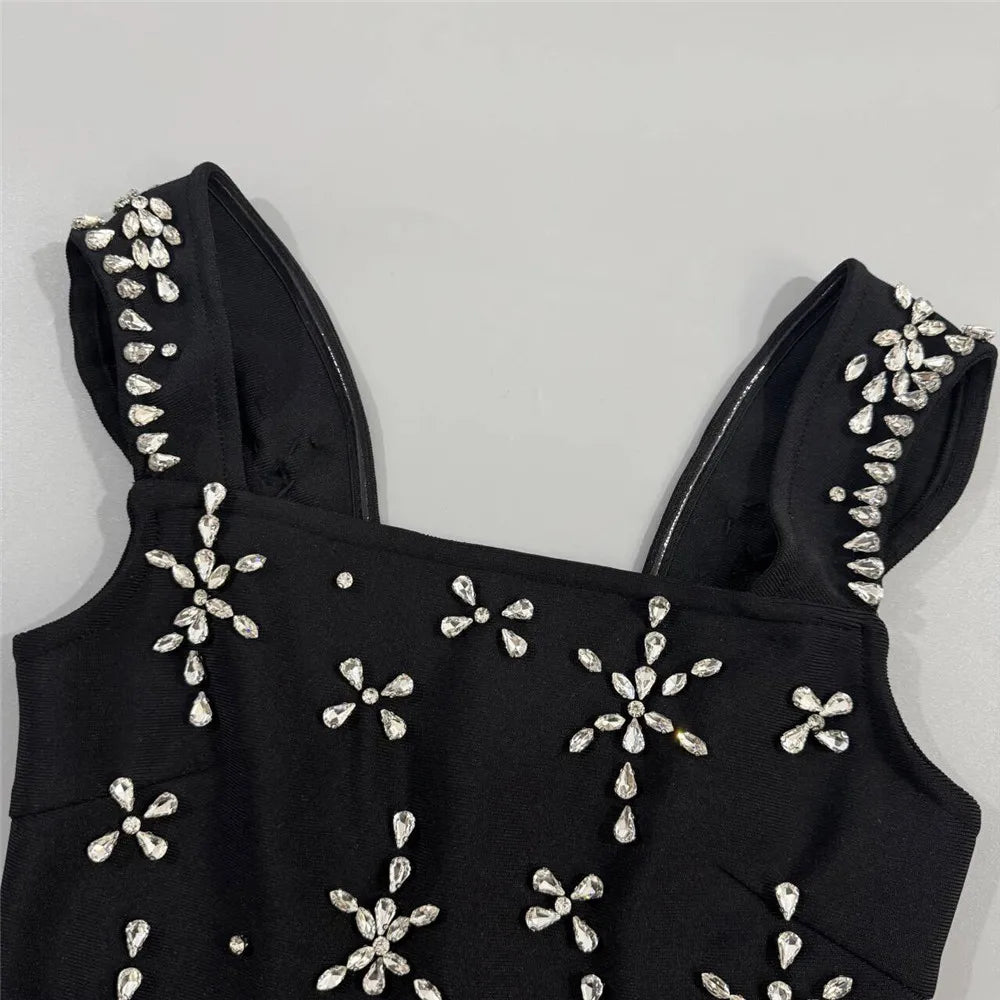 New women's luxurious diamond studded bandage dress sexy socialite banquet party evening dress short skirt medium long skirt