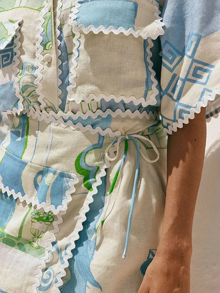 Lapel Short Sleeves Pocket Shirt set